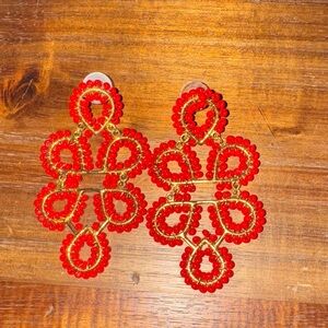 Elegant Red Beaded Earrings